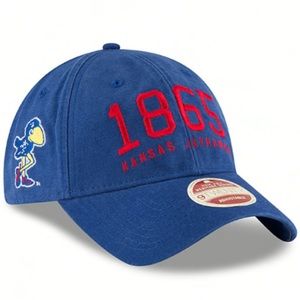 NEW ERA KANSAS JAYHAWKS ESTABLISHED TEAM FRONT 9TWENTY ADJUSTABLE HAT - BLUE